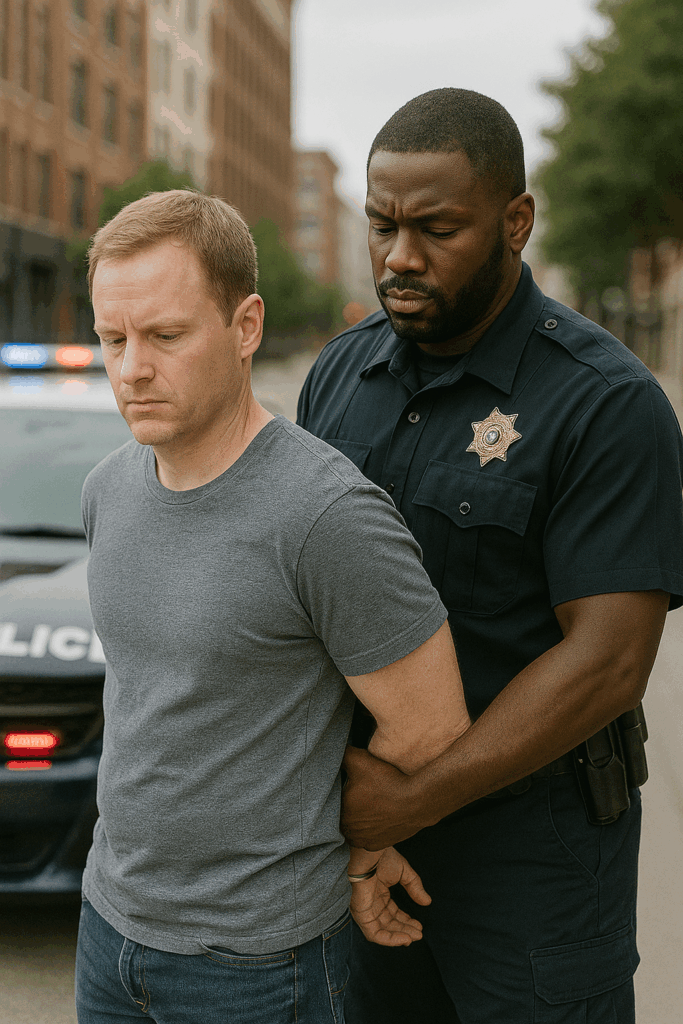 Person Getting Arrested for a traffic violation.