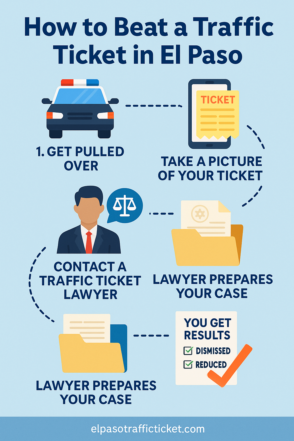 Infographics on how to fight a traffic ticket in El Paso Texas